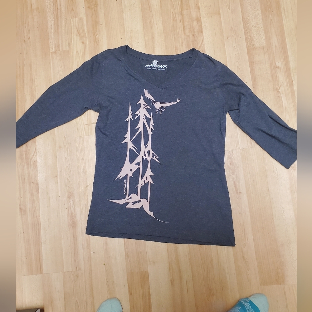 Marushka Charcoal Gray 3/4 Sleeve Length Tee